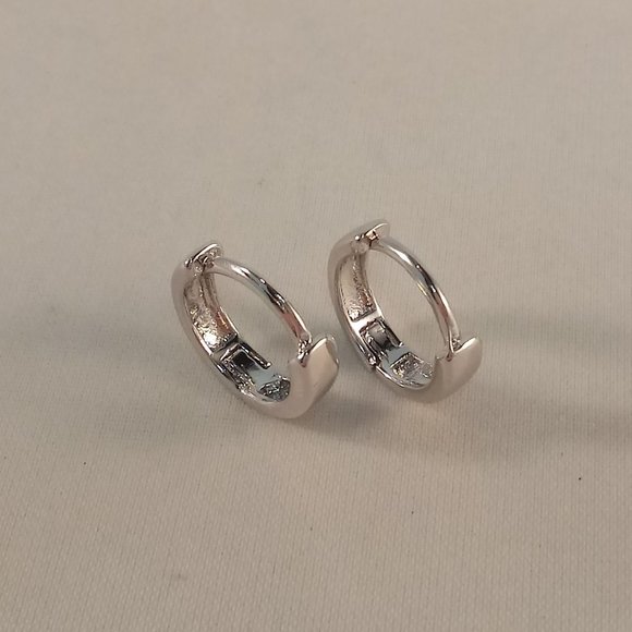 Mens 925 Sterling Silver Smooth Huggie Hoop Earrings 12mm Party Gift - Picture 3 of 5